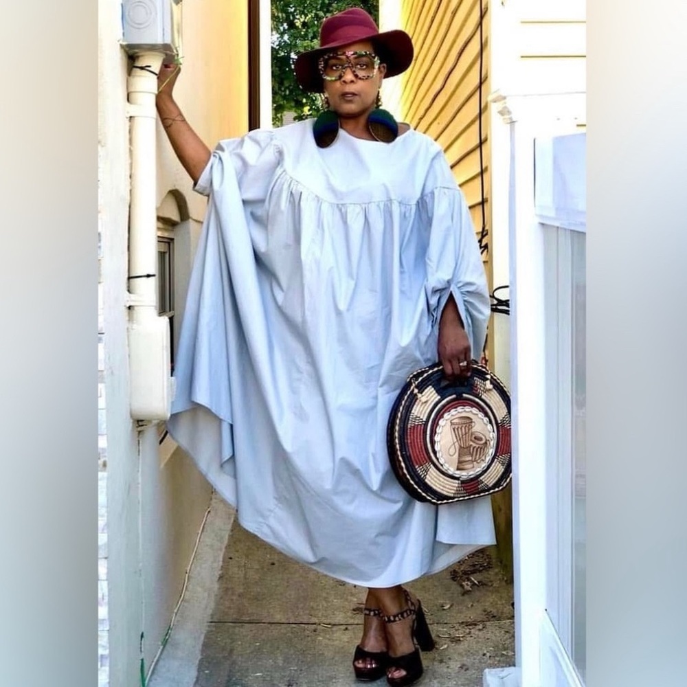 Elegant Light Blue Kaftan Dress